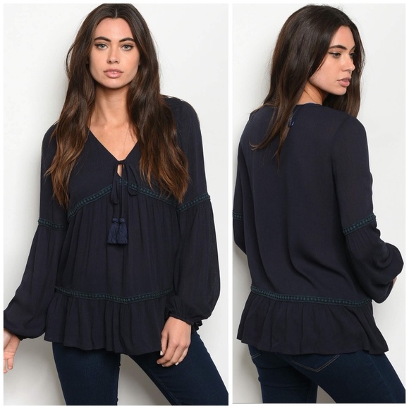 Rust Tie-Front Blouse - Picture 3 of 4